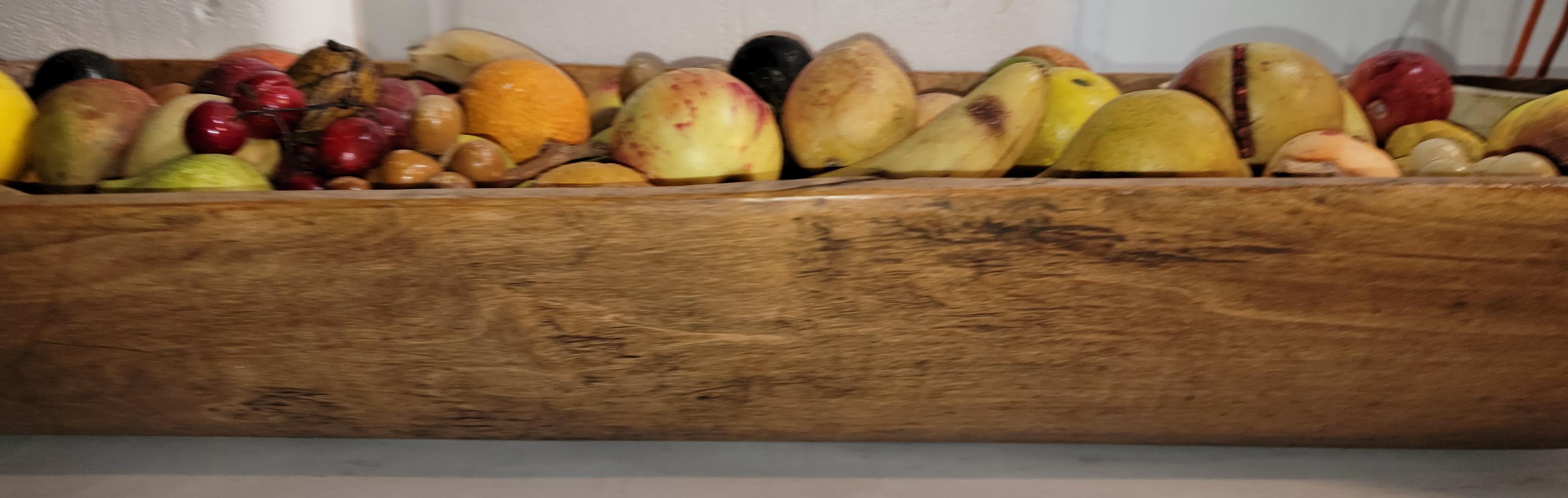 Marble 19thc Wooden Trencher With  125 Pieces of Stone Fruit