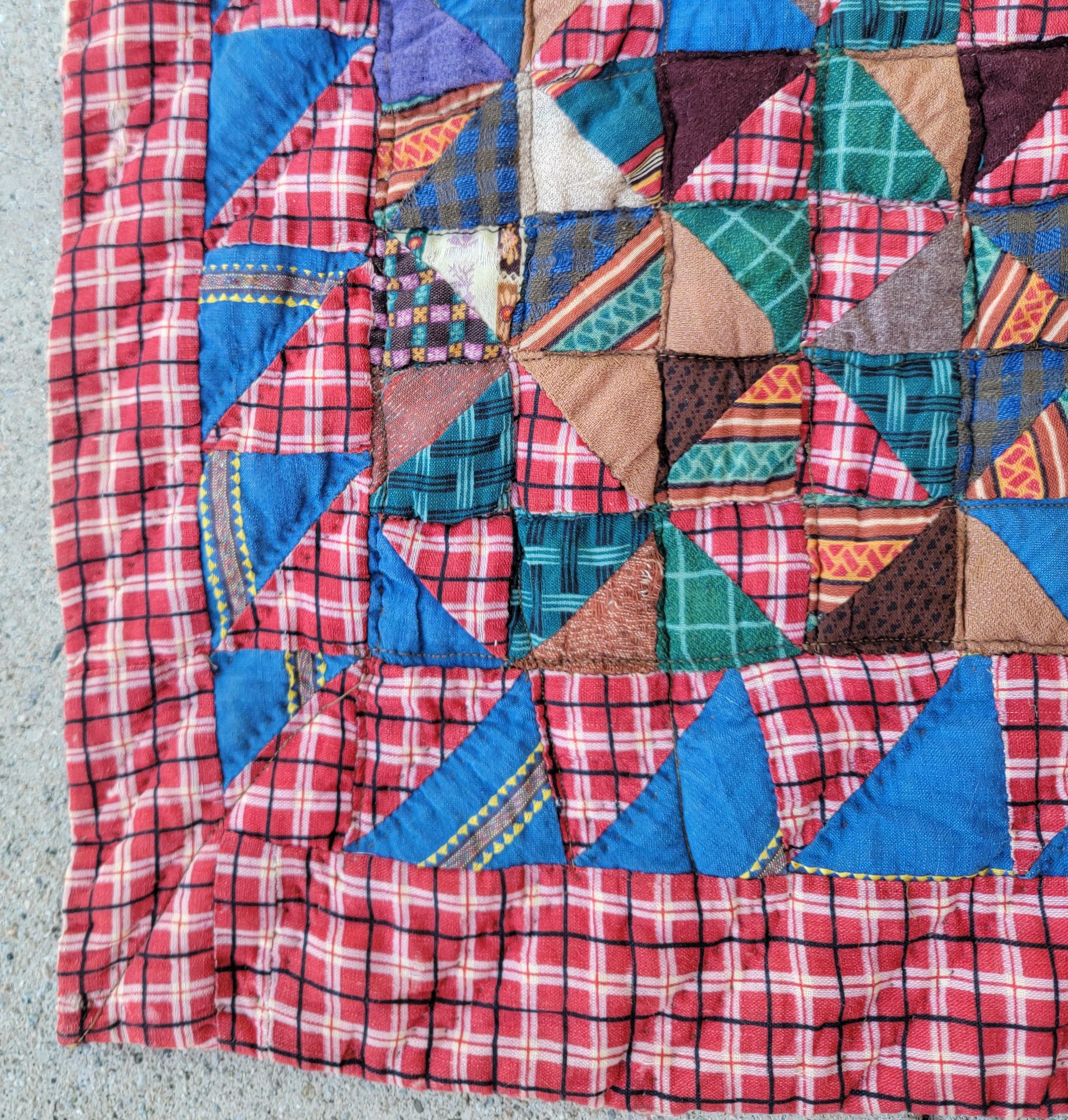 This fine hand made mini pieced broken dishes crib quilt is in pristine condition and super rare. The workmanship is very fine.