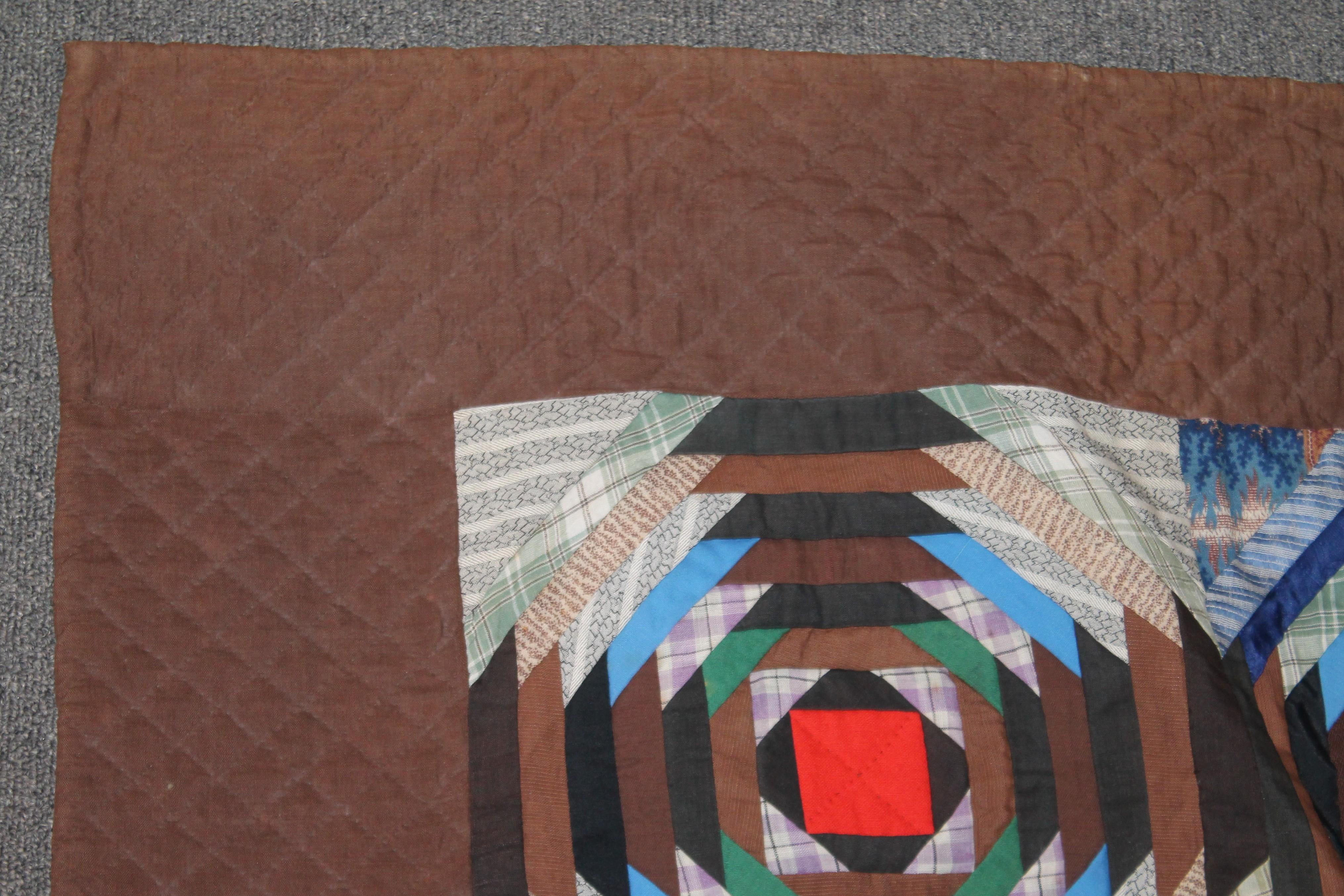 19th Century Wool Challis Wind Mill Blades Quilt In Good Condition In Los Angeles, CA