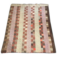 19th Century Wool Four Patch Afro-American Quilt from Alabama