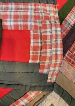 19th C Wool Log Cabin Crib Quilt from Pennsylvania