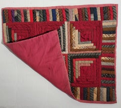 19Thc Wool Log Cabin Doll Quilt