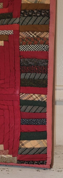 19thc Wool Log Cabin Doll Quilt