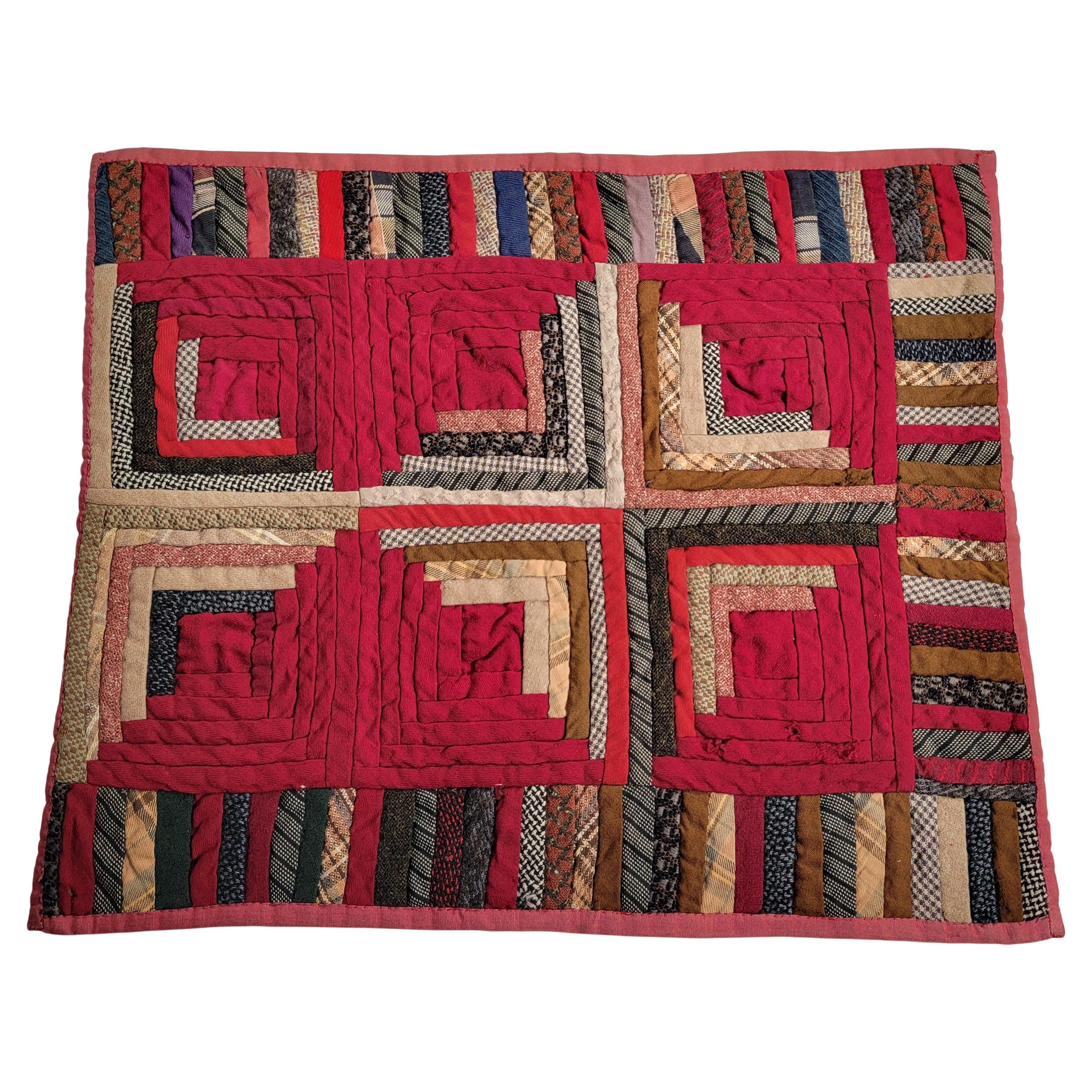 19Thc Wool Log Cabin Doll Quilt For Sale
