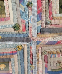 19th Century Wool Log Cabin Doll Quilt in Plexy