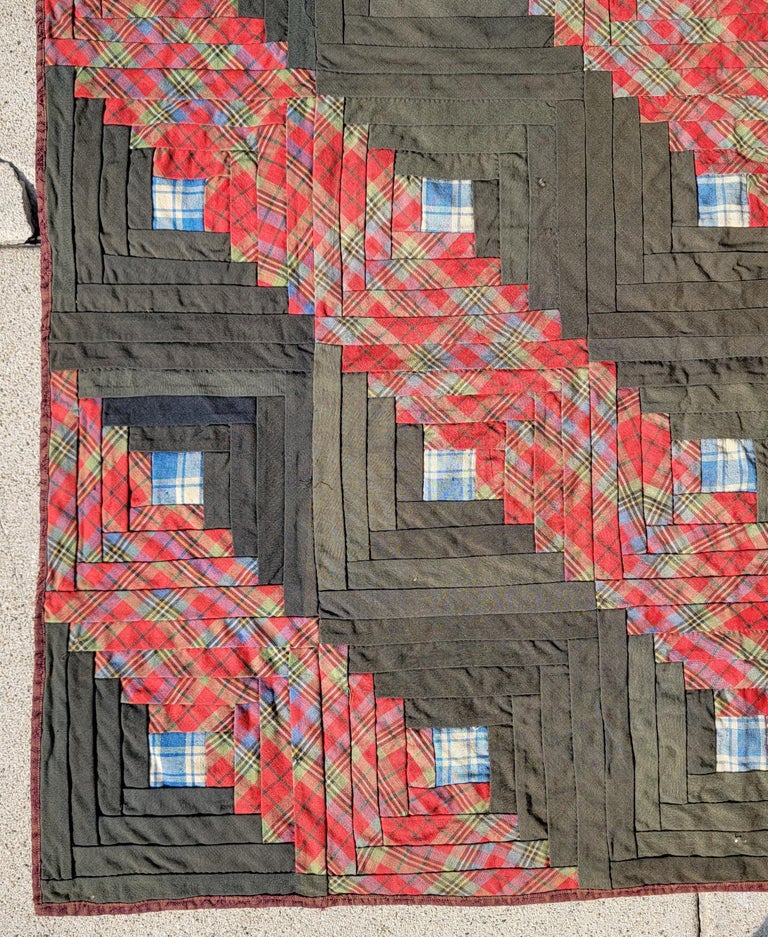 19Thc Wool Log Cabin Quilt Barn Raising For Sale at 1stDibs