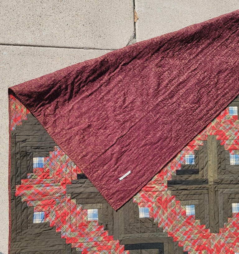 19Thc Wool Log Cabin Quilt Barn Raising For Sale at 1stDibs