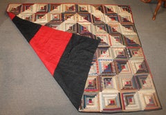 19th Century Wool Log Cabin Quilt