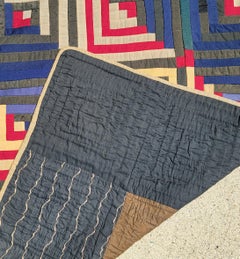 19thc Wool Log Cabin Quilt