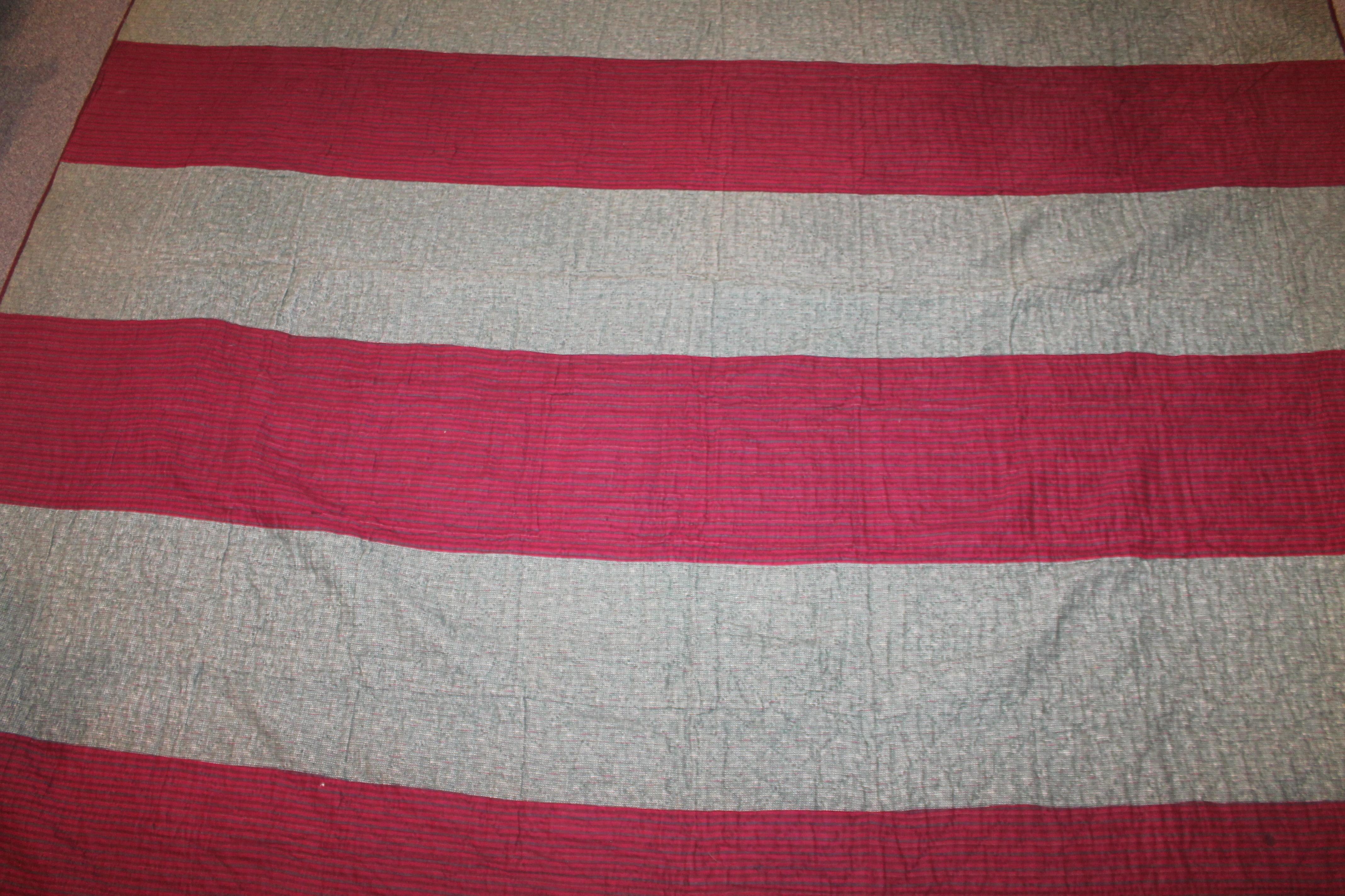 19th Century Wool Log Cabin Quilt from Pennsylvania For Sale 3