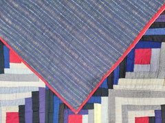 19thc Wool Log Cabin Quilt from Pennsylvania