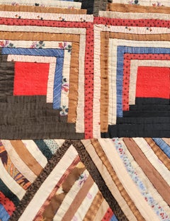 19Thc Wool Log Cabin Quilt From Pennsylvania