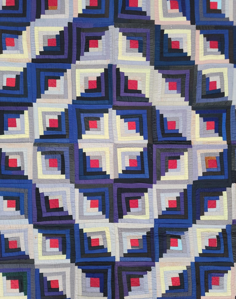 19thc Wool Log Cabin Quilt from Pennsylvania at 1stDibs