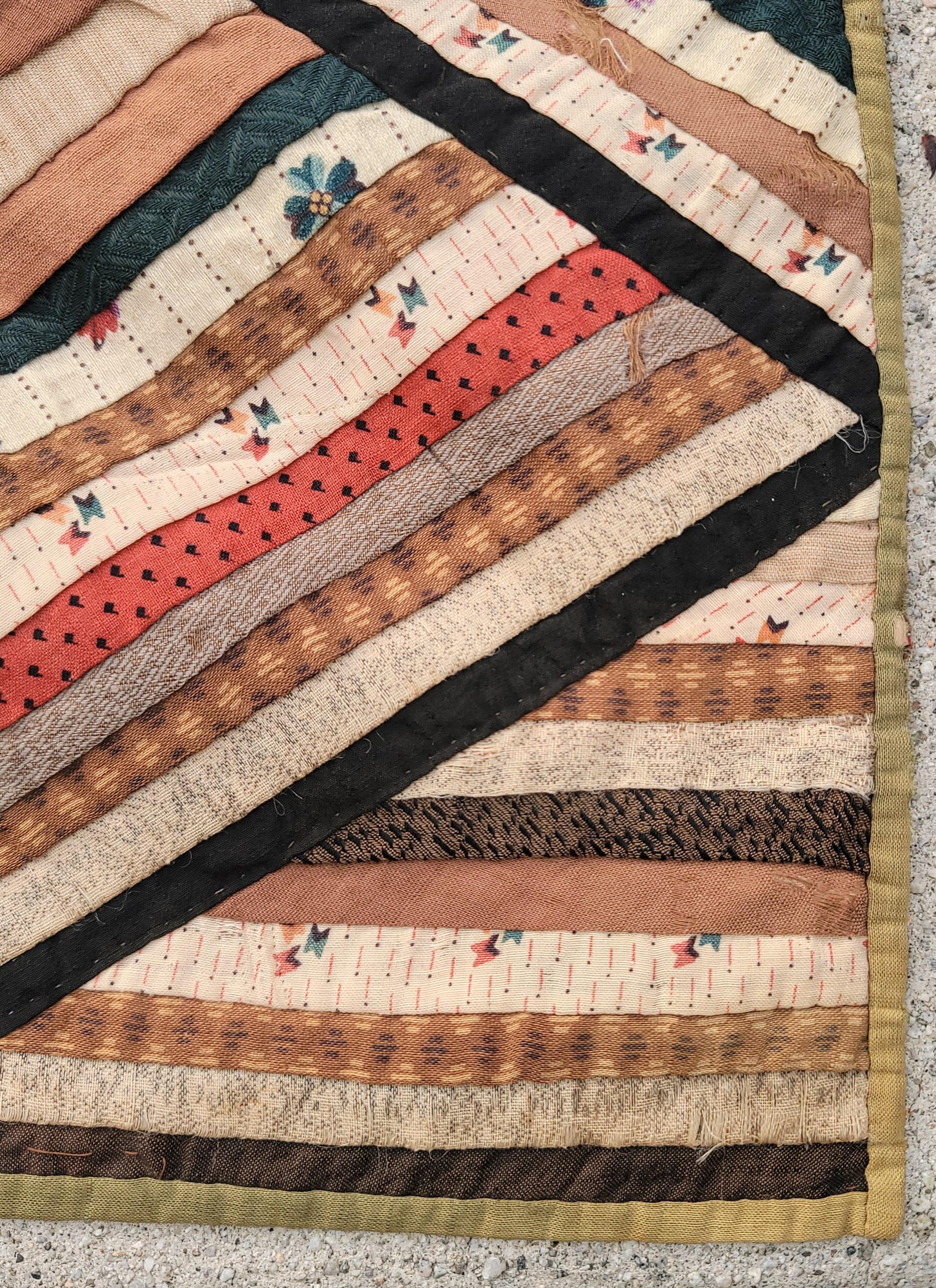 19Thc Wool Log Cabin Quilt From Pennsylvania For Sale 1