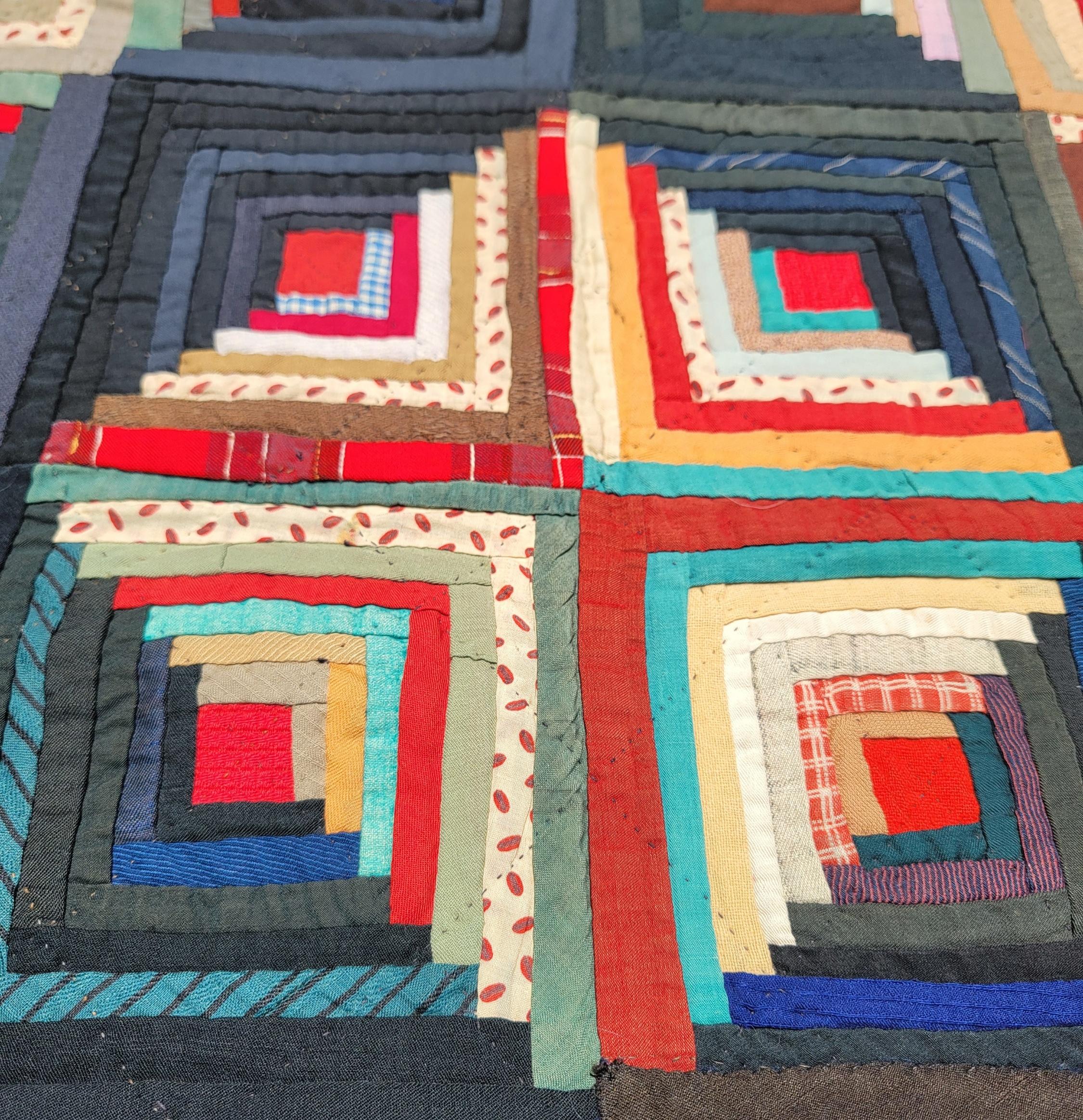 Américain Quilt en laine du 19e siècle, Cabine en bois avec bordures brodées, Lancaster County PA en vente