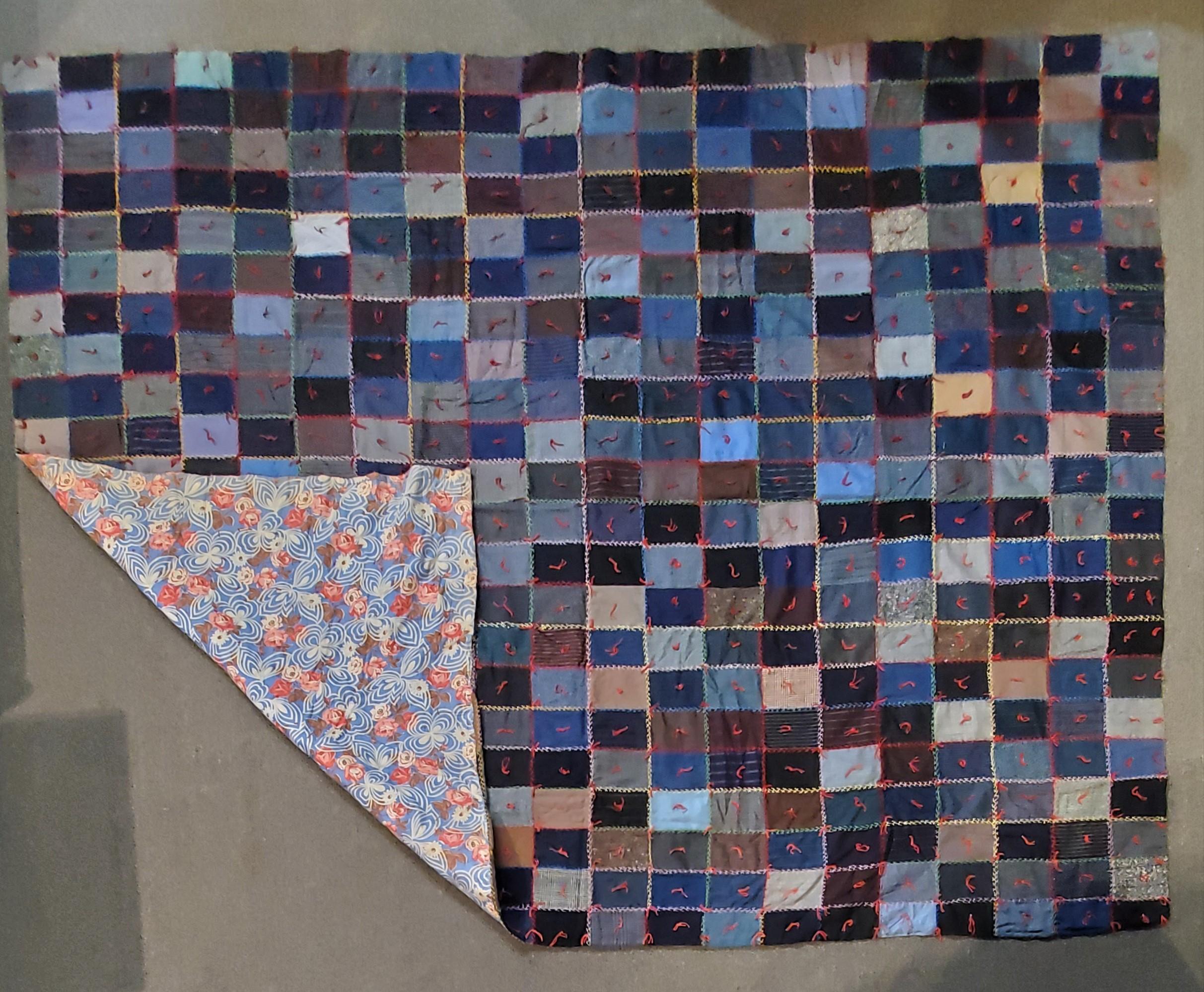 19th century wool one patch old suiting quilt in good condition. This was found in Lancaster, Pennsylvania.