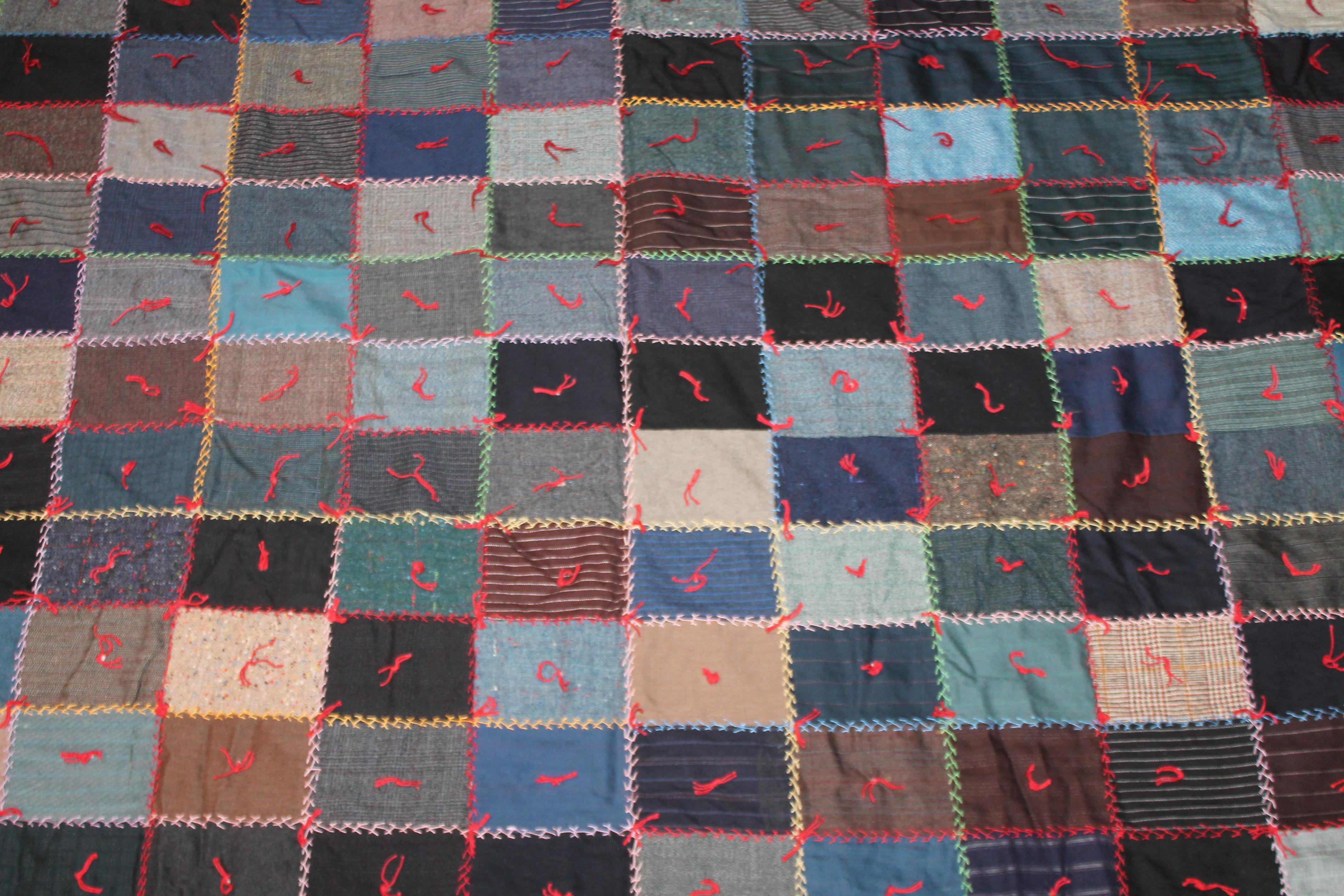 20th Century 19th Century Wool One Patch Crazy Quilt For Sale