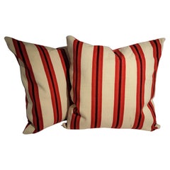19Thc Wool Striped Ticking Pillows