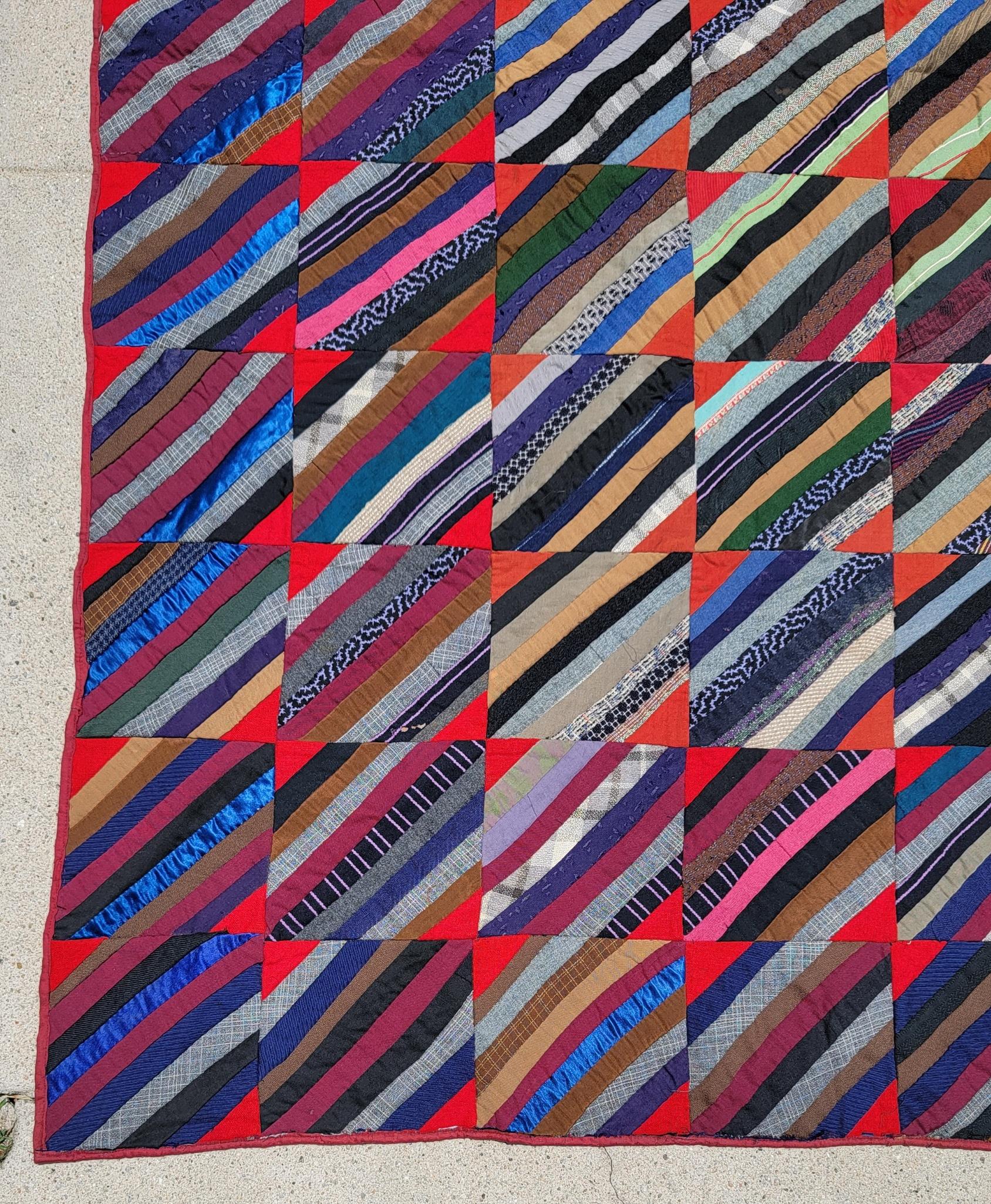 Colcha loca de lana rayada del siglo XIX de Pensilvania Adirondack en venta