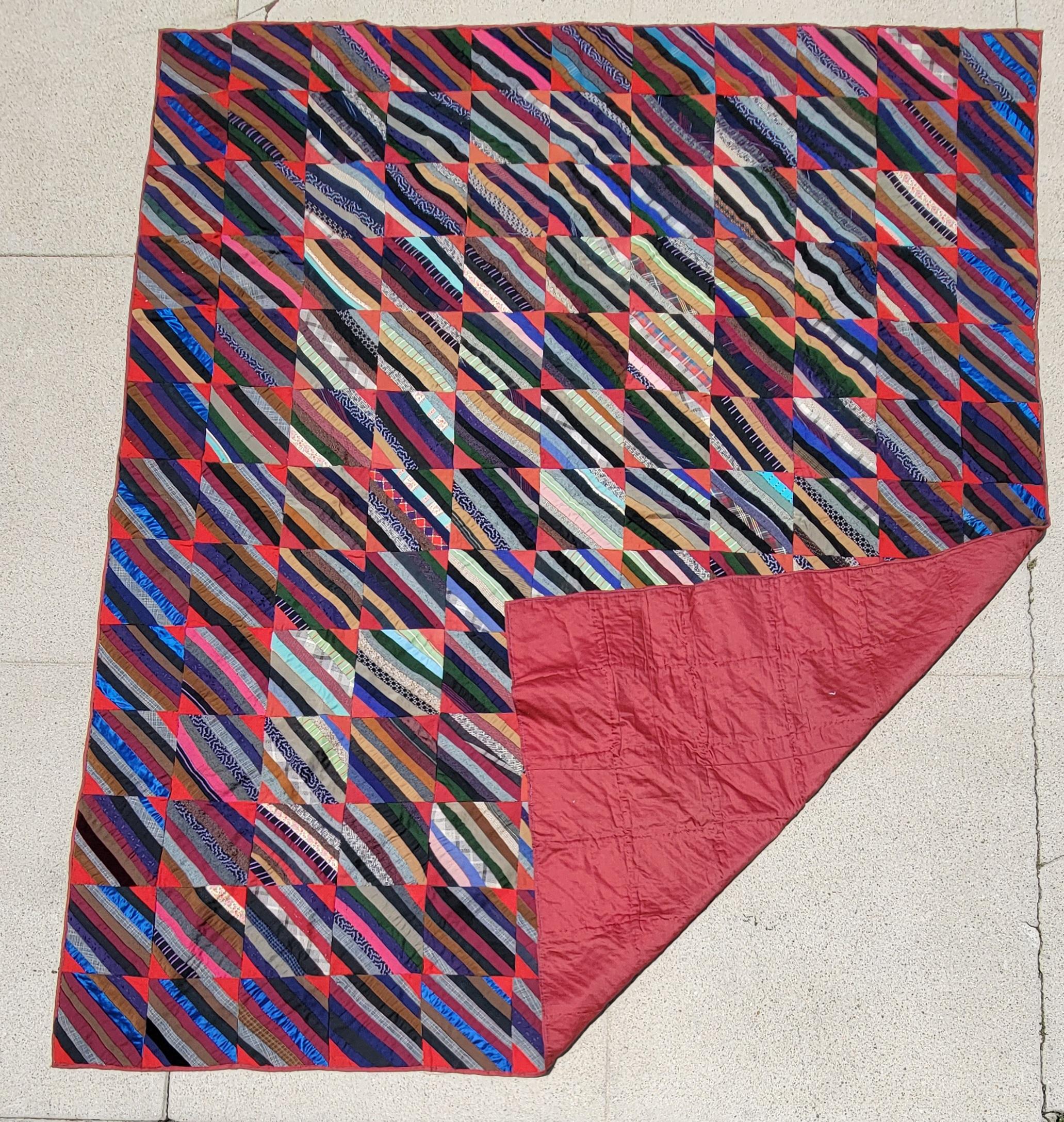 Colcha loca de lana rayada del siglo XIX de Pensilvania en venta 1