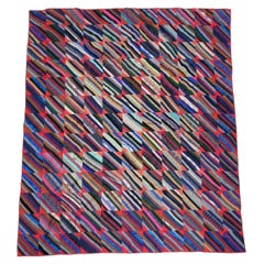 19Thc Wool Stripped Crazy Quilt From Pennsylvania
