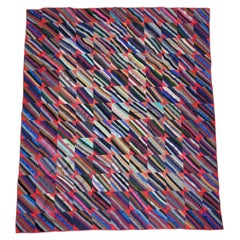Crazy Quilt de Pennsylvanie, 19e siècle, en laine rayée