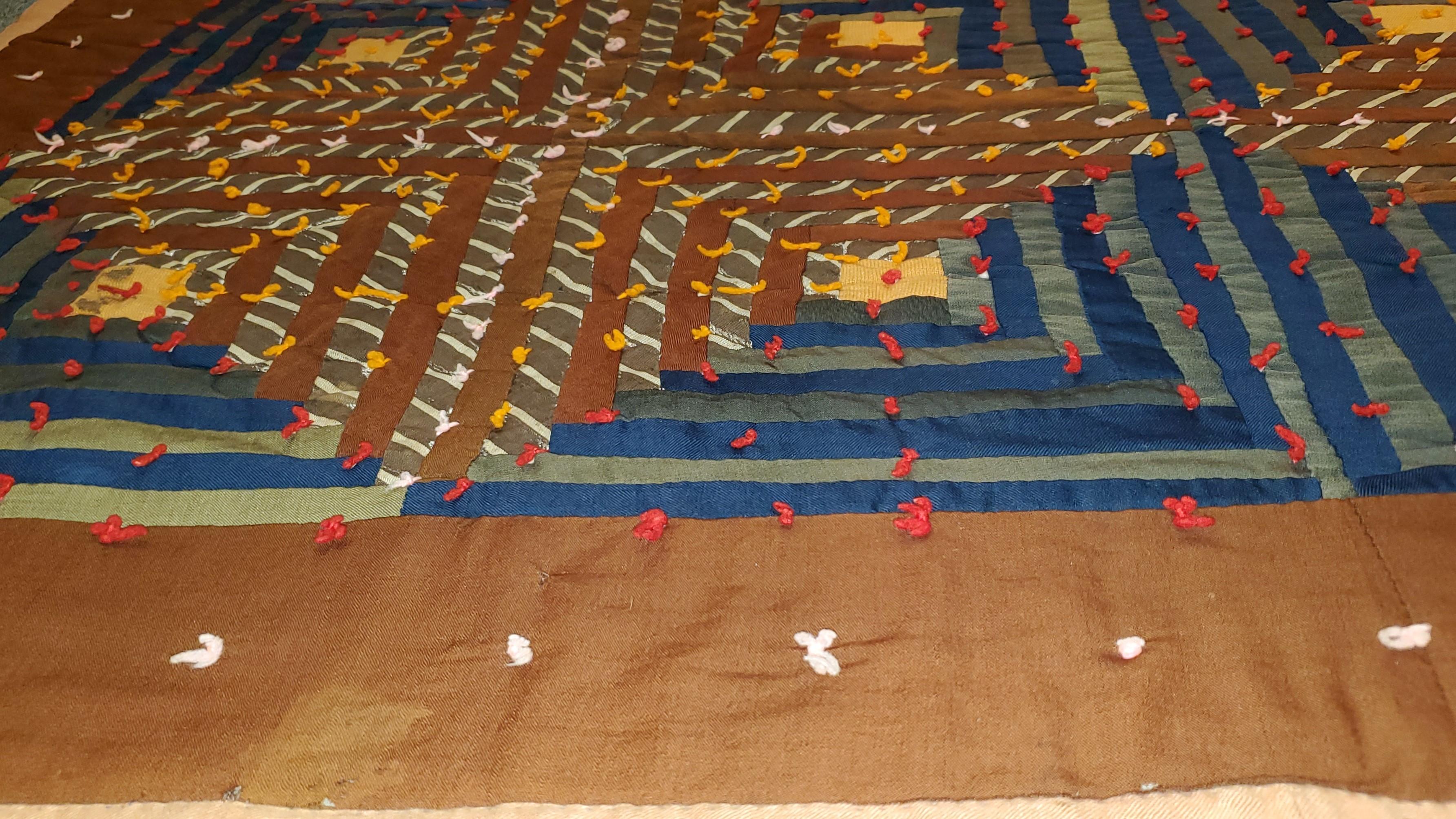 American 19th Century Wool Tied Comforter / Quilt
