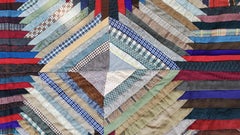 19thc Wool Wind Mill Blades Log Cabin Quilt