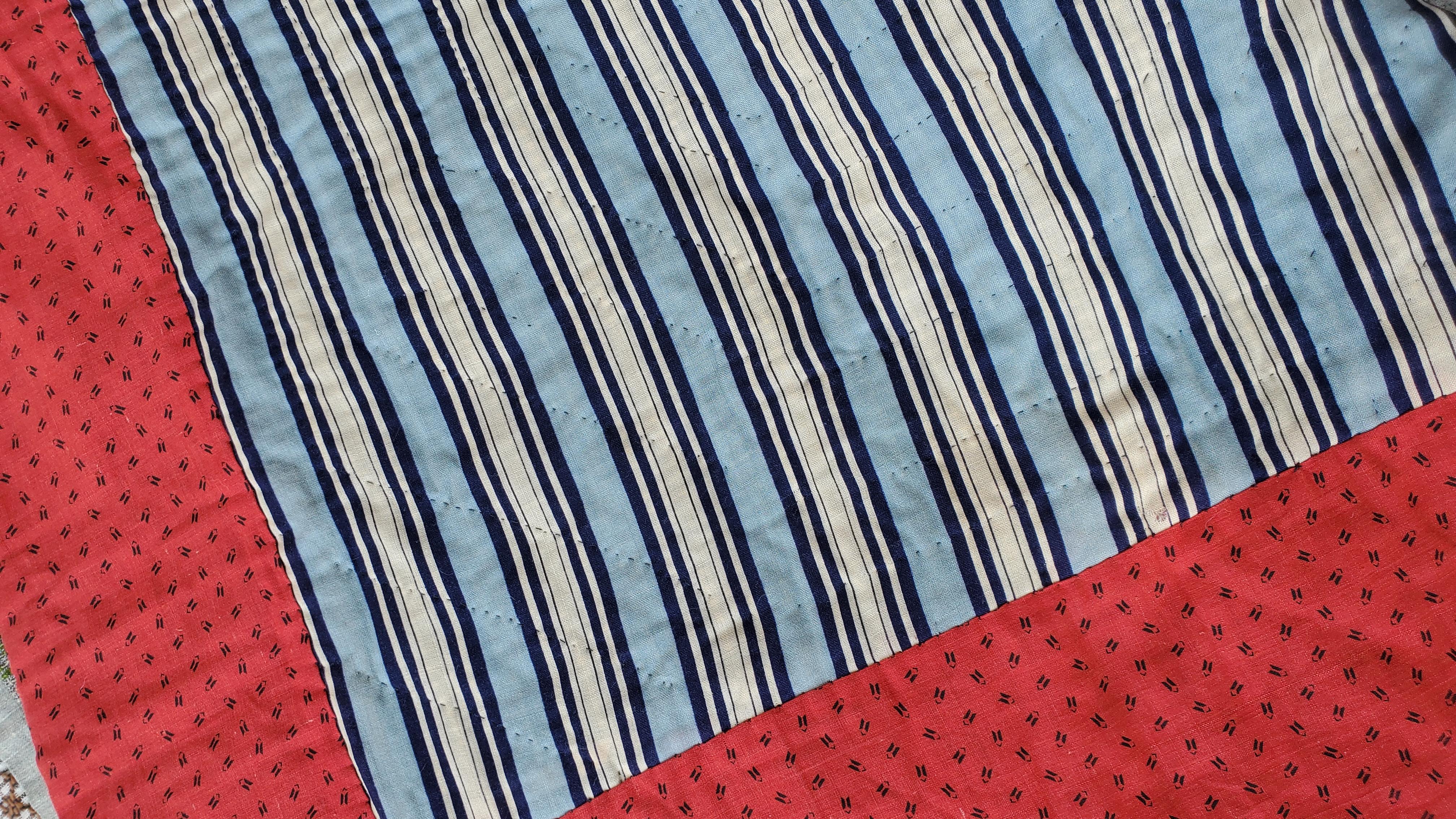 19. Jahrhundert Wolle Windmühle Klingen Log Cabine Quilt im Zustand „Gut“ im Angebot in Los Angeles, CA