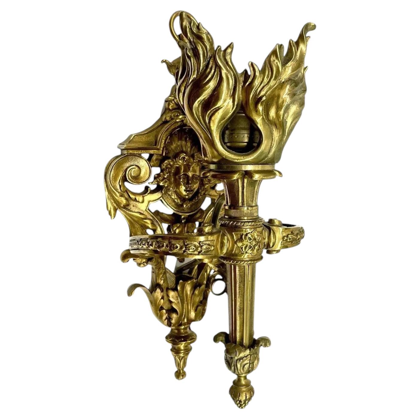 19thc XL French Louis XV Gilt Bronze Sconce Signed by Maison E. Mottheau & Fils
