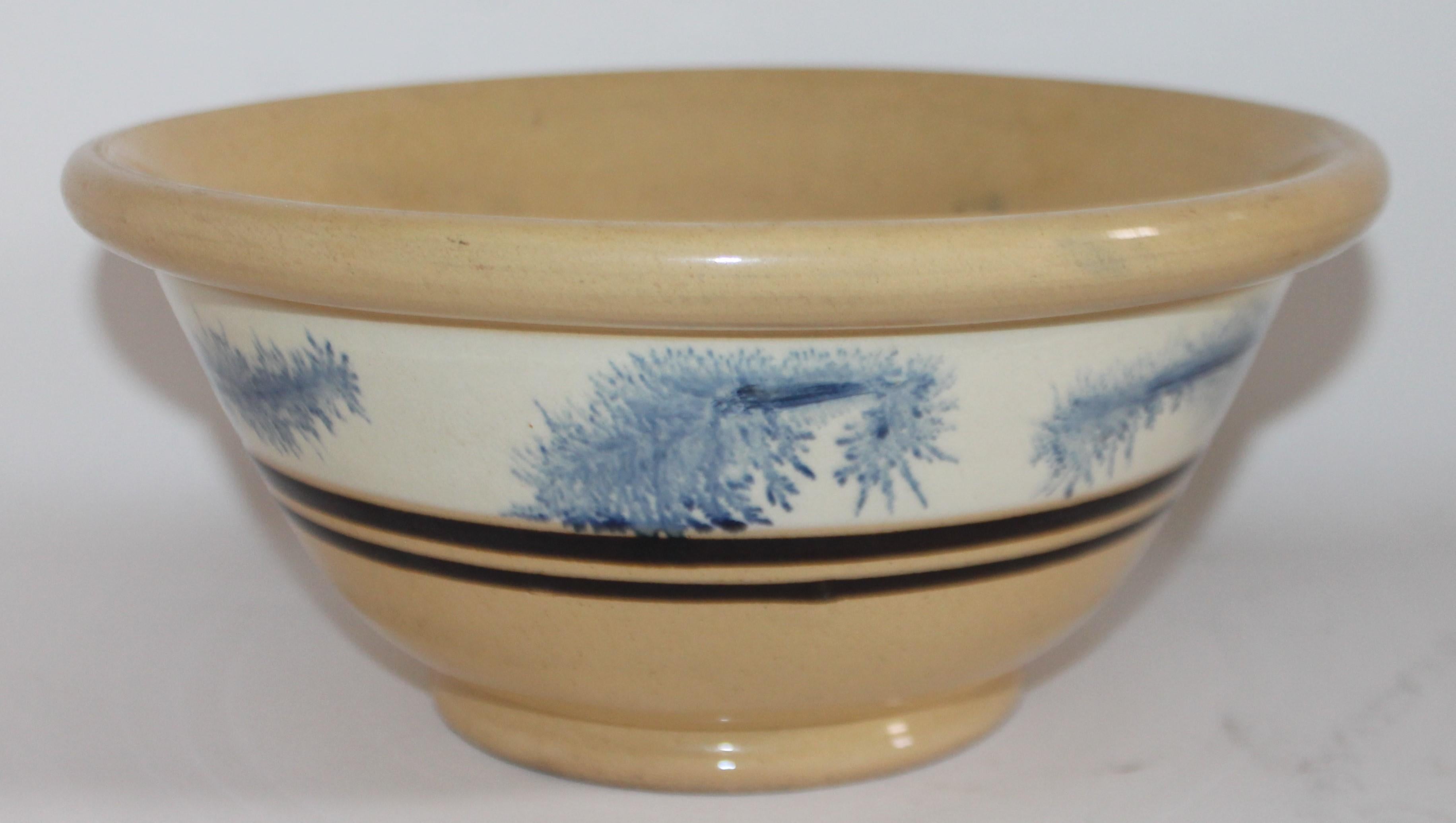 Adirondack 19th Century Yellow Ware in Seaweed Pattern Mixing Bowls, Pair For Sale