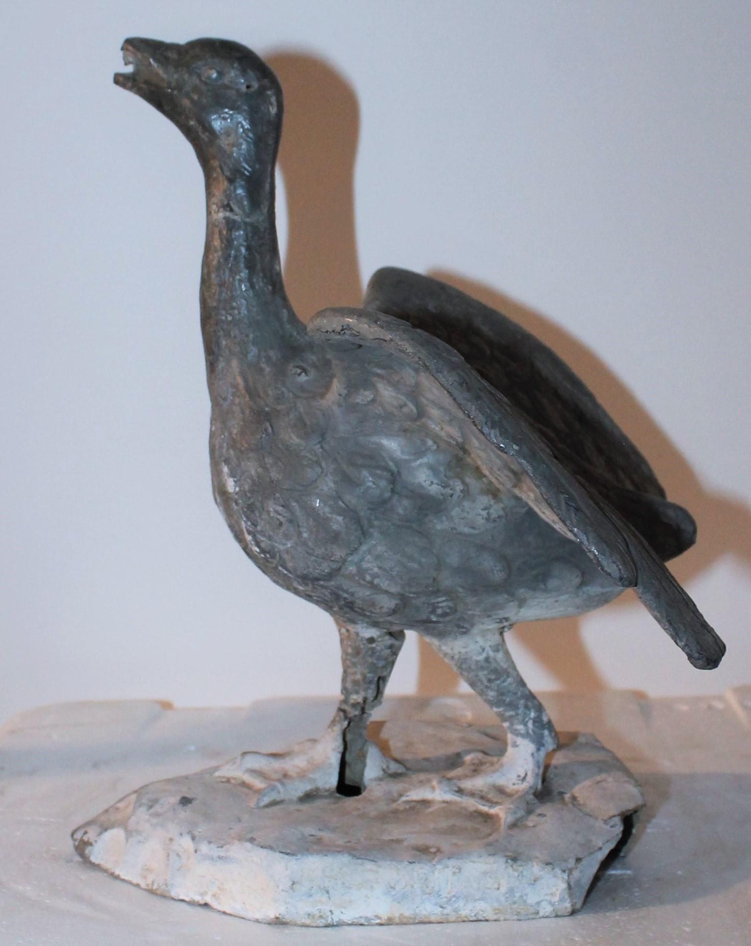 American 19th Century Zinc Folk Art Baby Goose For Sale