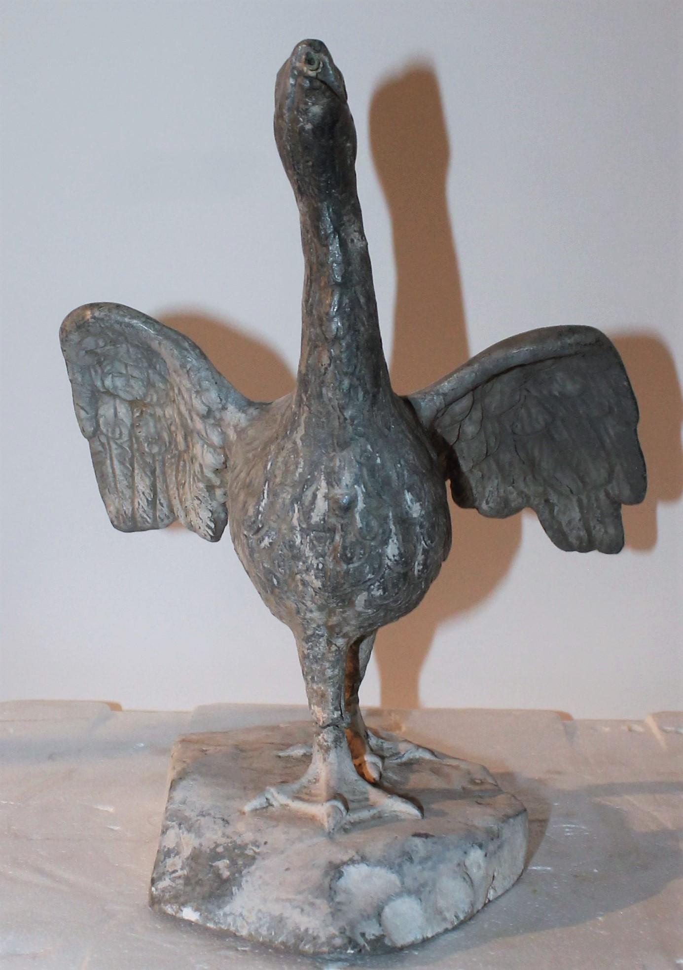 Hand-Crafted 19th Century Zinc Folk Art Baby Goose For Sale