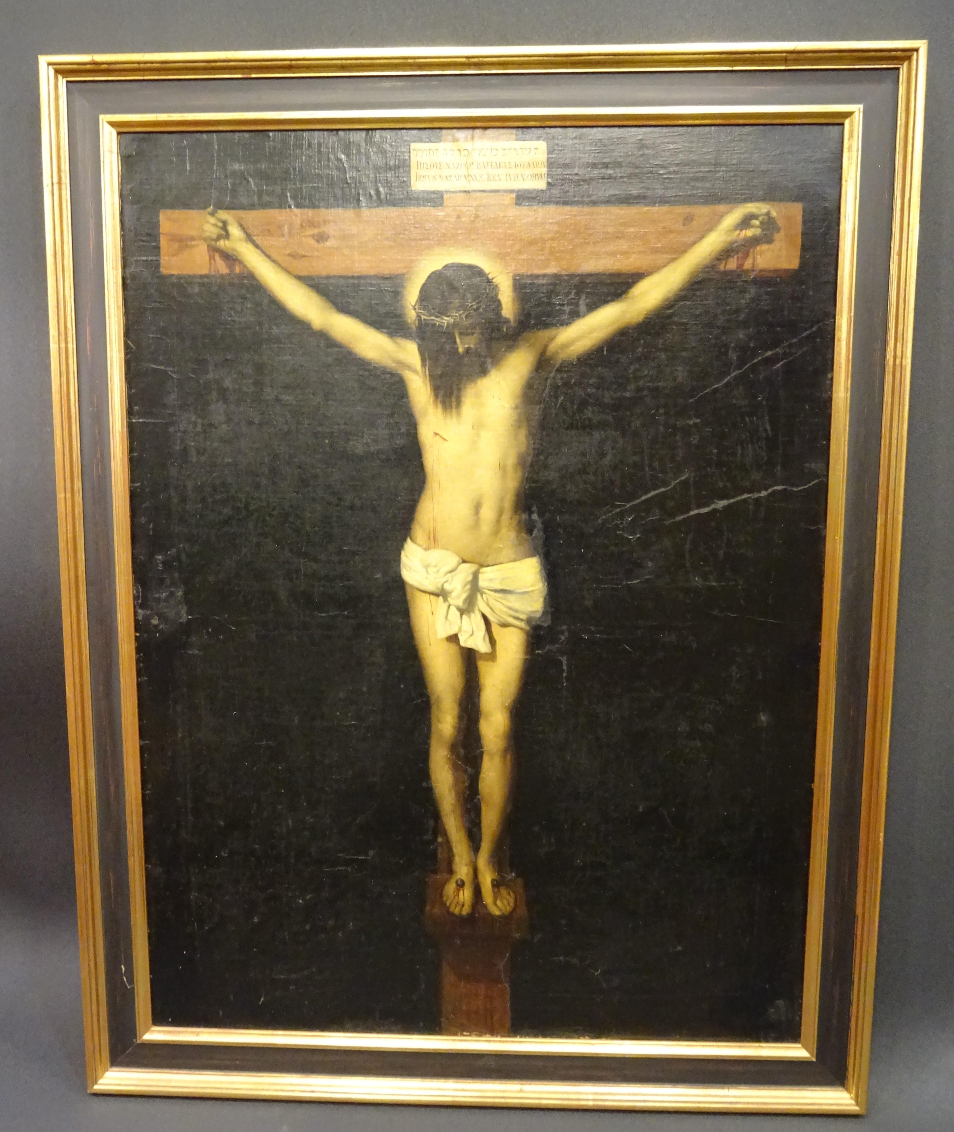 19th Century after Spanish Painter Velazquez Christ Oil on Canvas and Wood Frame 14