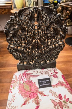 19thcentury Anglo-Raj Indian Black Carved Floral Hardwood Child Chair