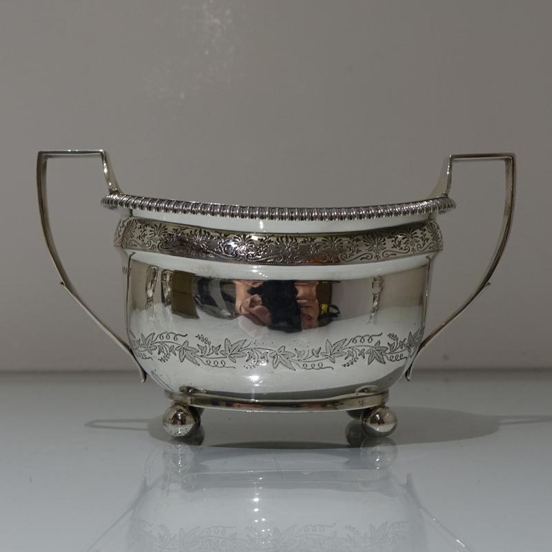 19th Century Antique George III Sterling Silver Four Piece Tea and Coffee Set For Sale 5