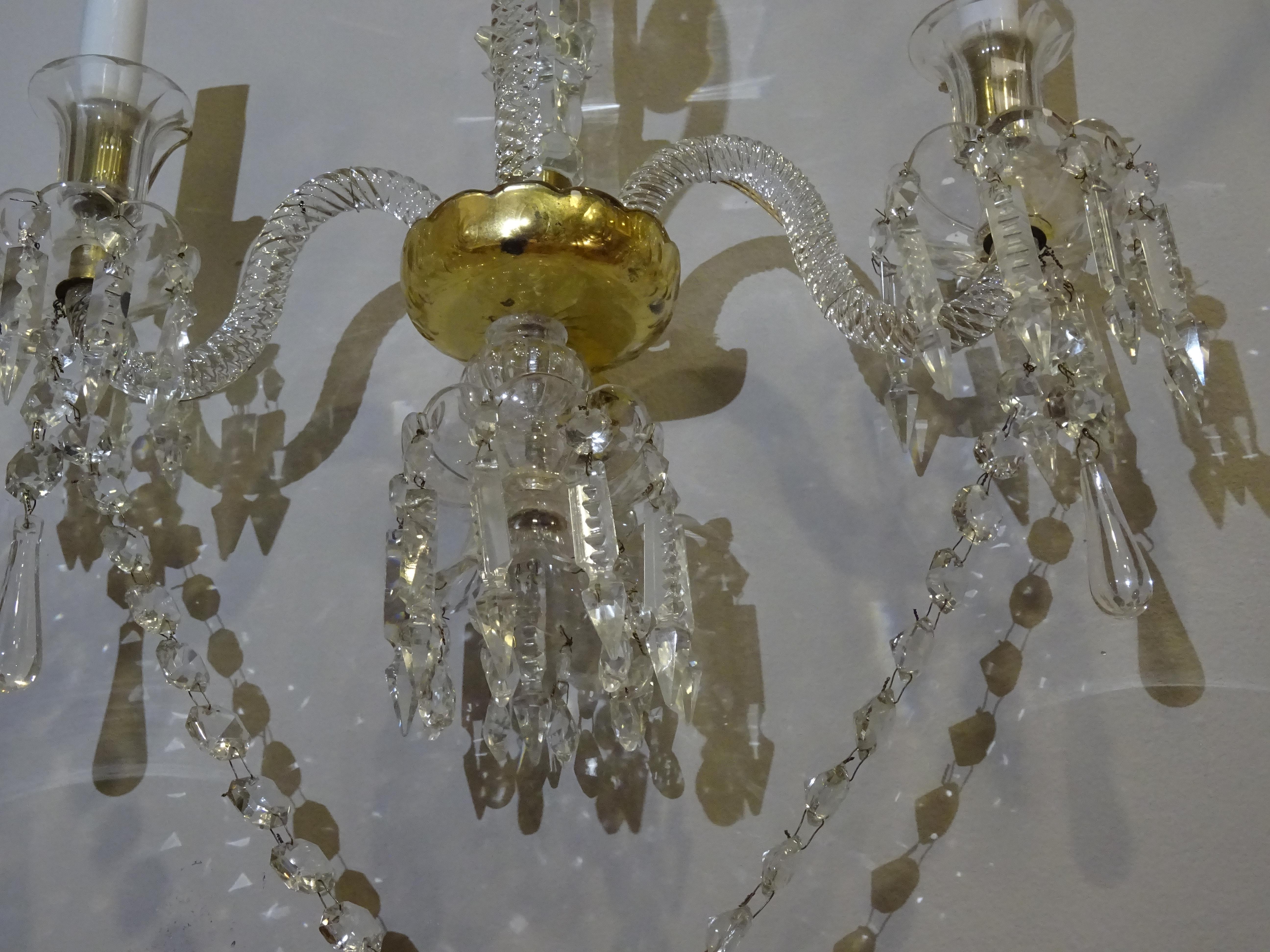 19th Century Baccarat French White Glass Couple of Luis XV Style Sconces 3