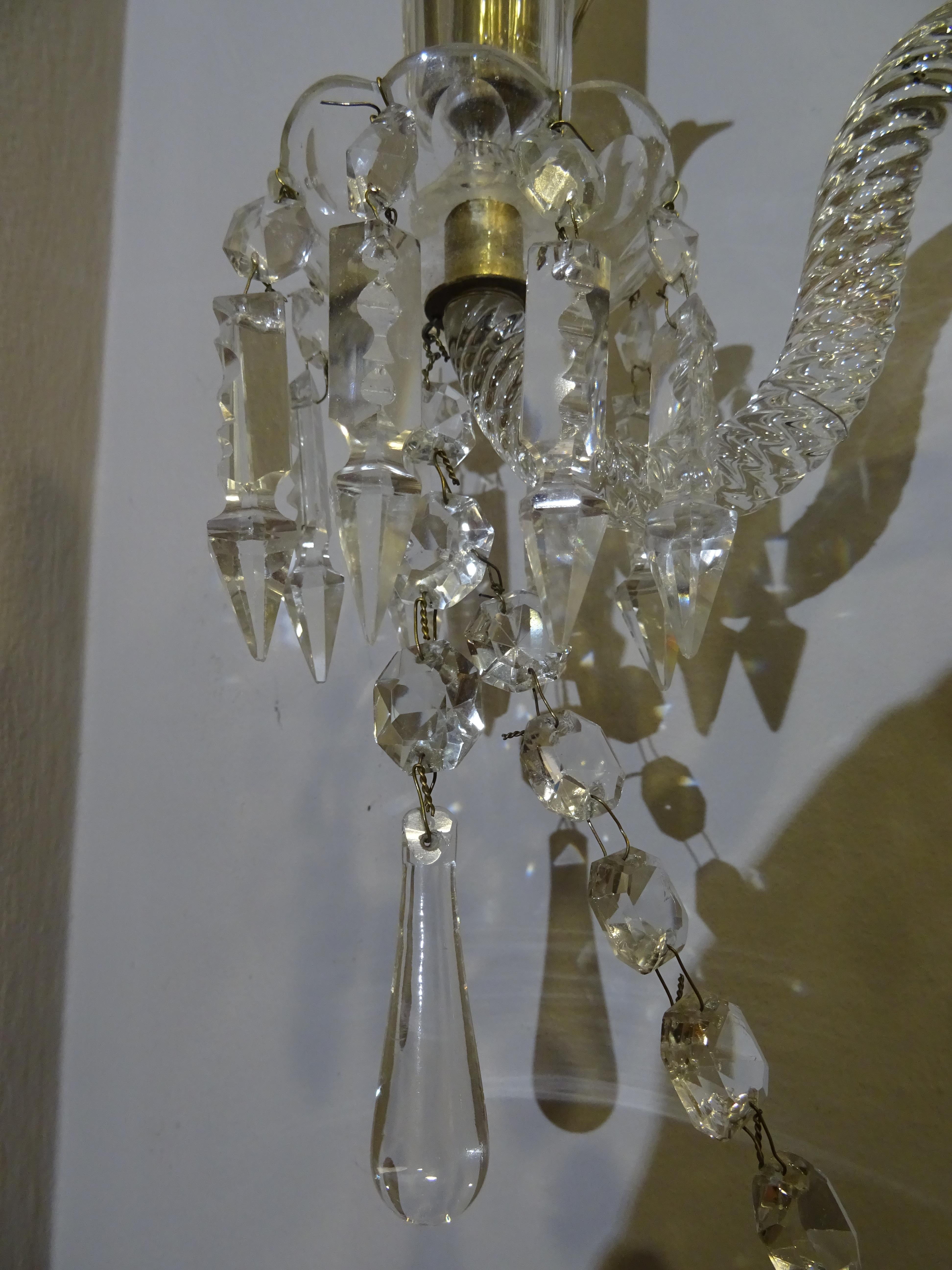 19th Century Baccarat French White Glass Couple of Luis XV Style Sconces 13