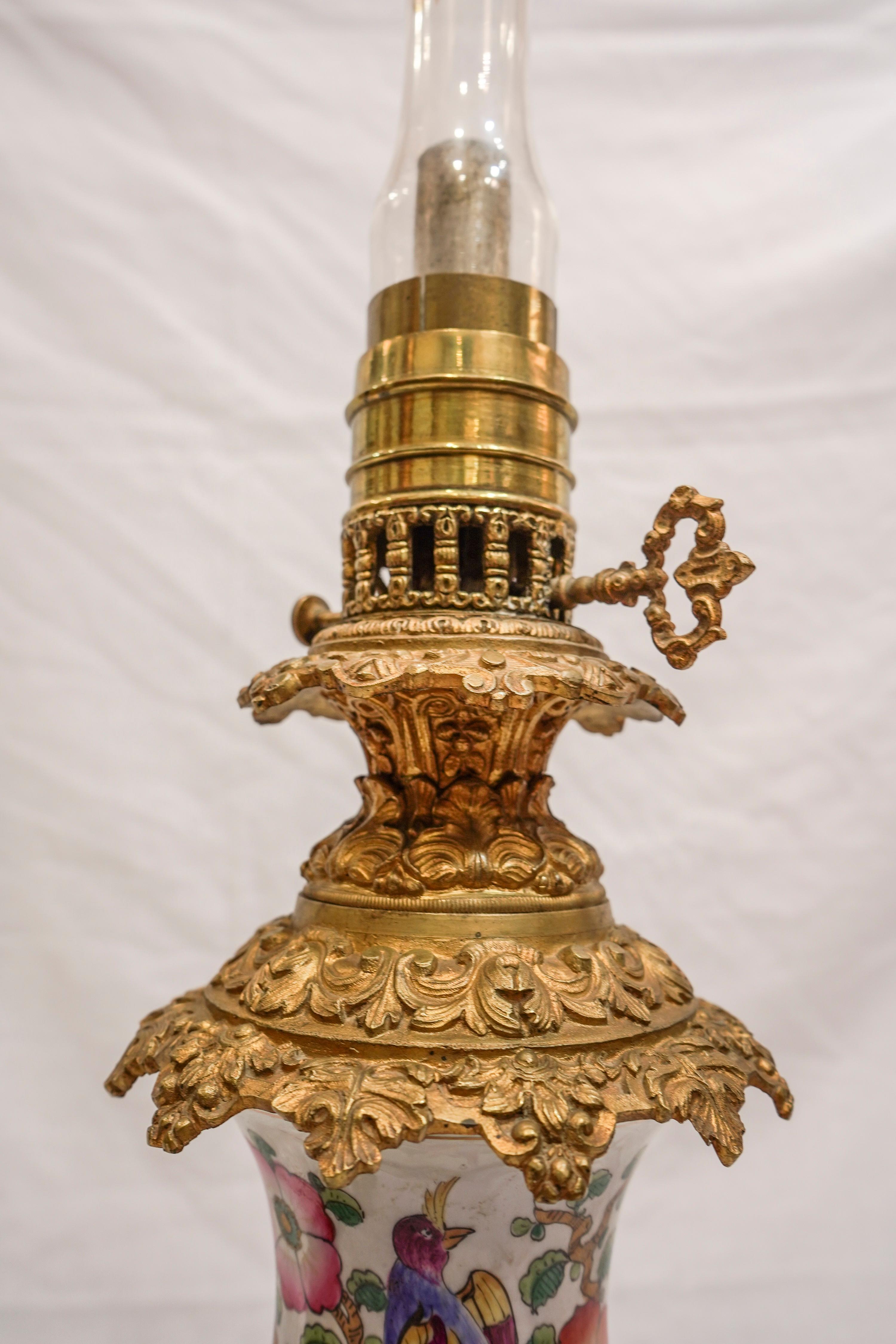 19th Century Cobaltblue Samson Porcelain Vases Made Oil Lamps, Ormolu Bronzes 8