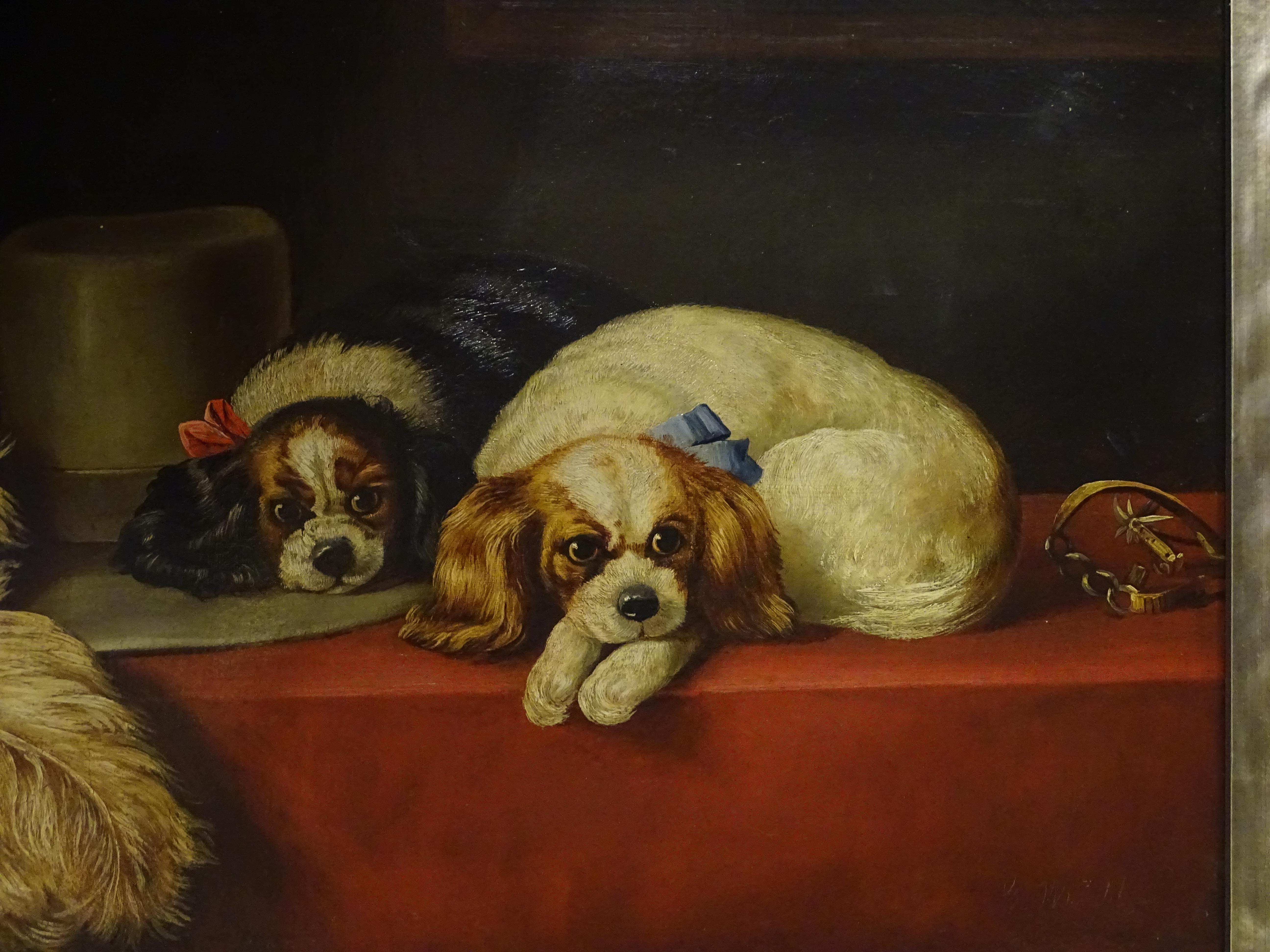 Late 19th Century 19th Century English Dogs Painting, Cavalier King Dog