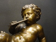 19th Century French Sculpture Bronze, Putti with Turttle
