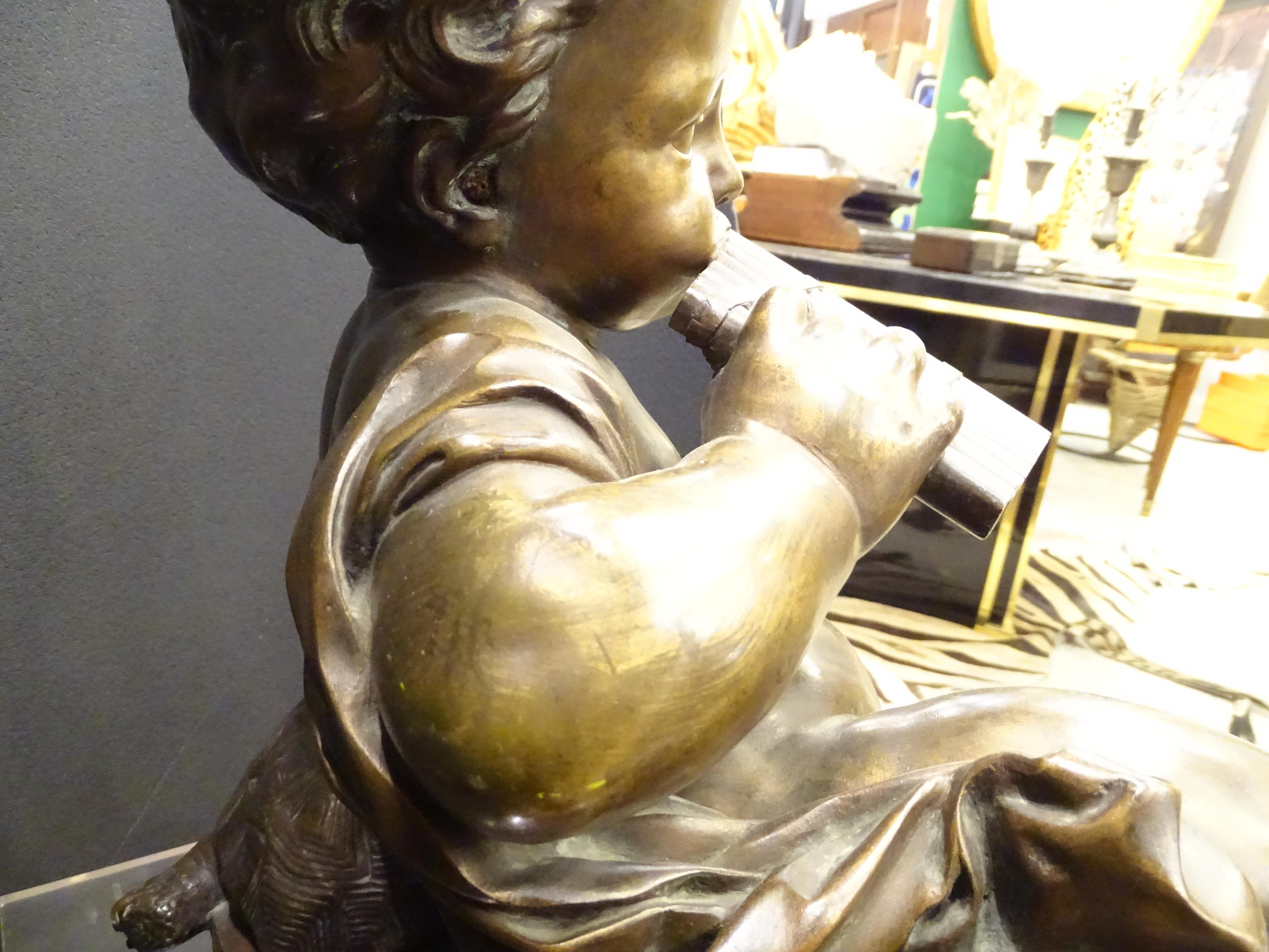 19th Century French Sculpture Bronze, Putti with Turttle 13