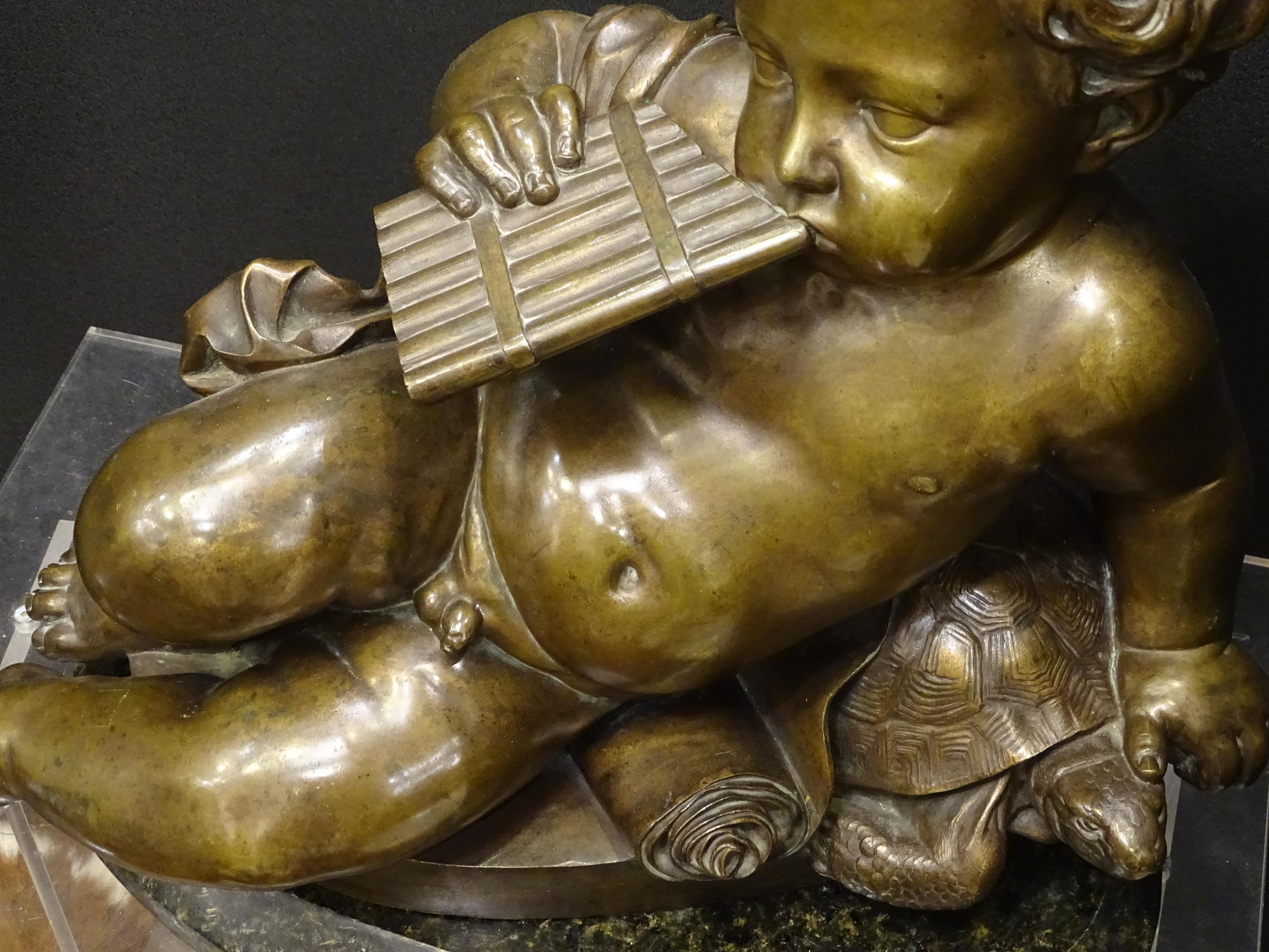 19th Century French Sculpture Bronze, Putti with Turttle 2