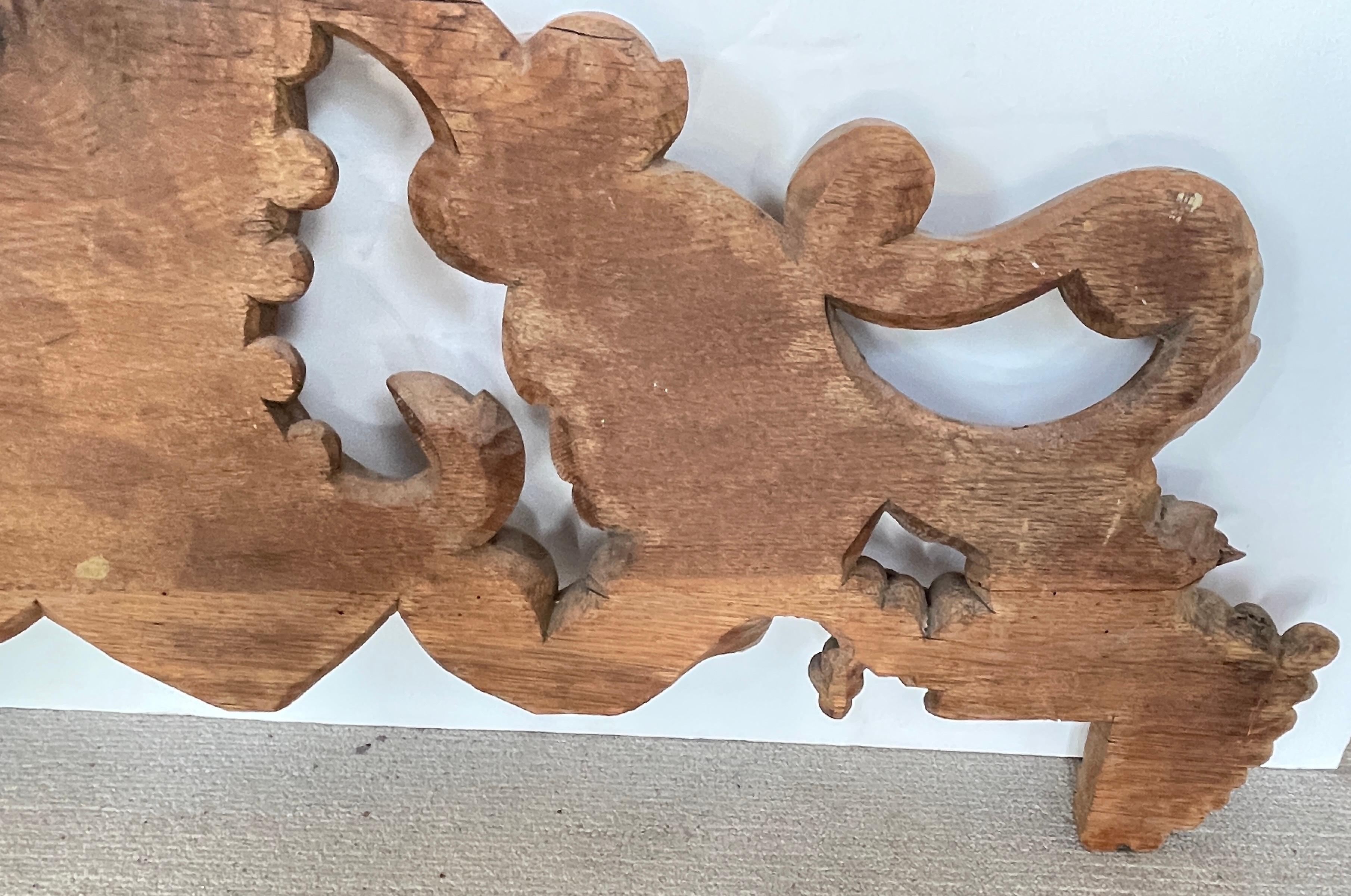 19Th.Century Rare French Solid Oak Hand Carved Over-Door Panel For Sale 4