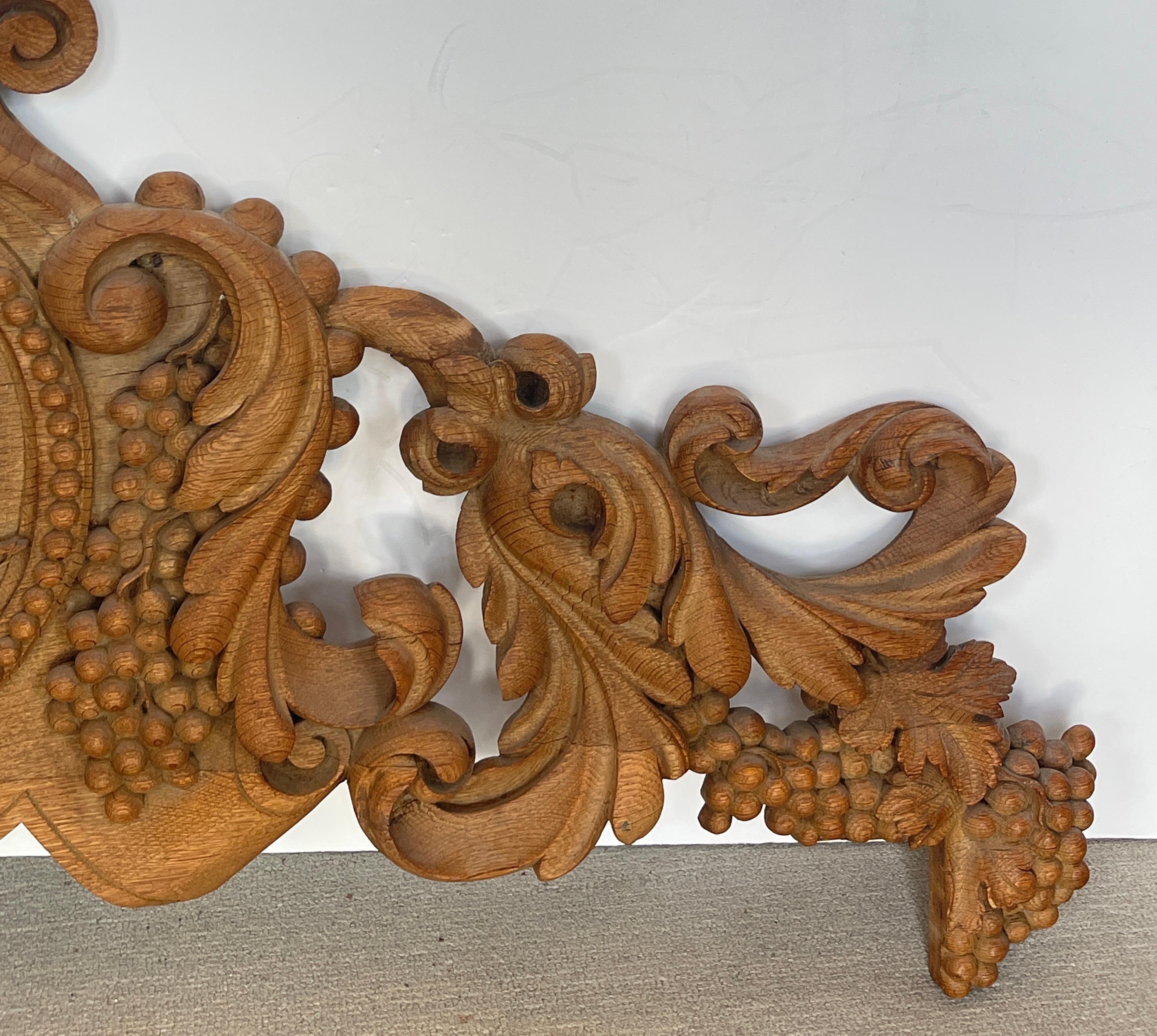19Th.Century Rare French Solid Oak Hand Carved Over-Door Panel For Sale 6