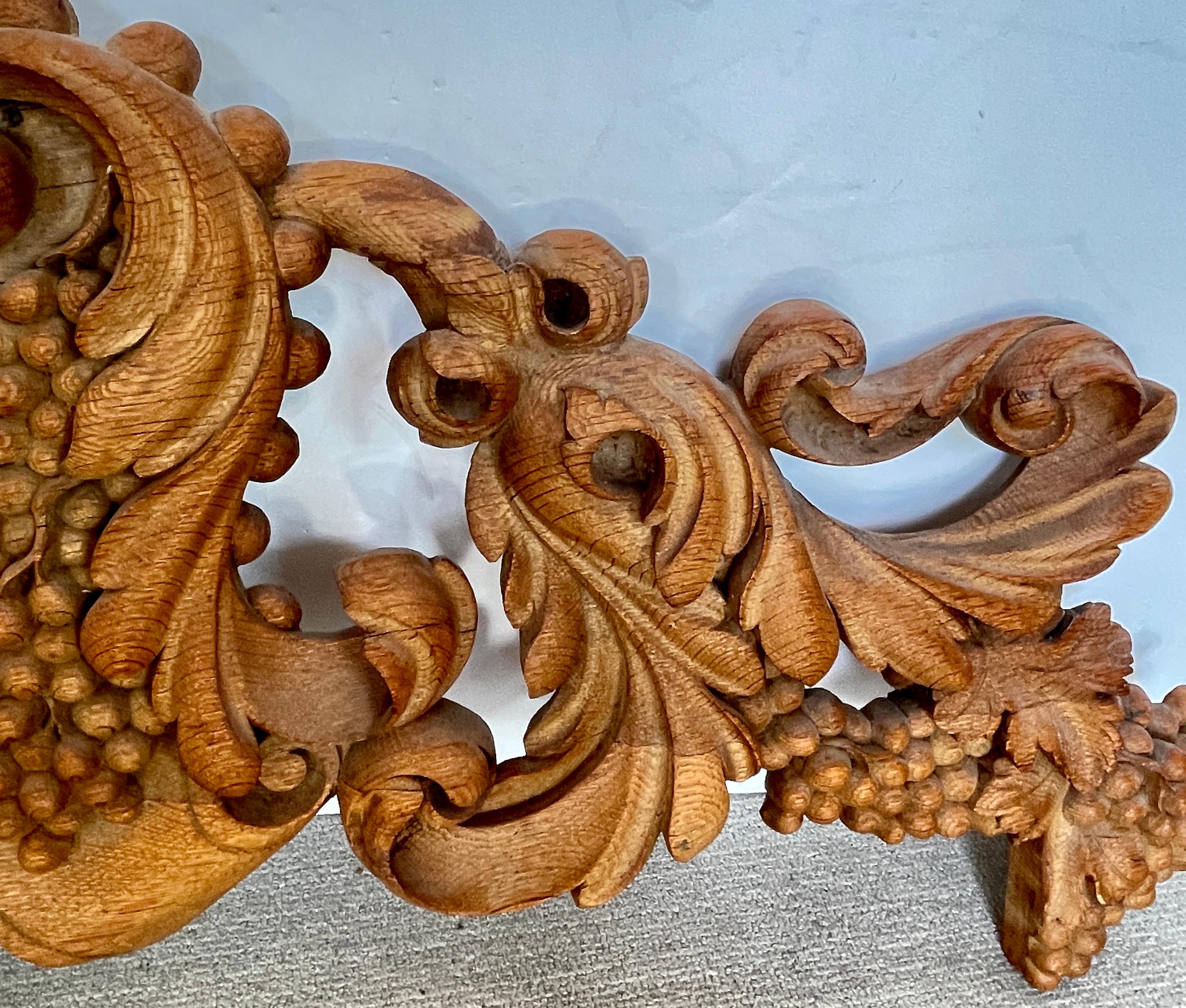 19Th.Century Rare French Solid Oak Hand Carved Over-Door Panel For Sale 8
