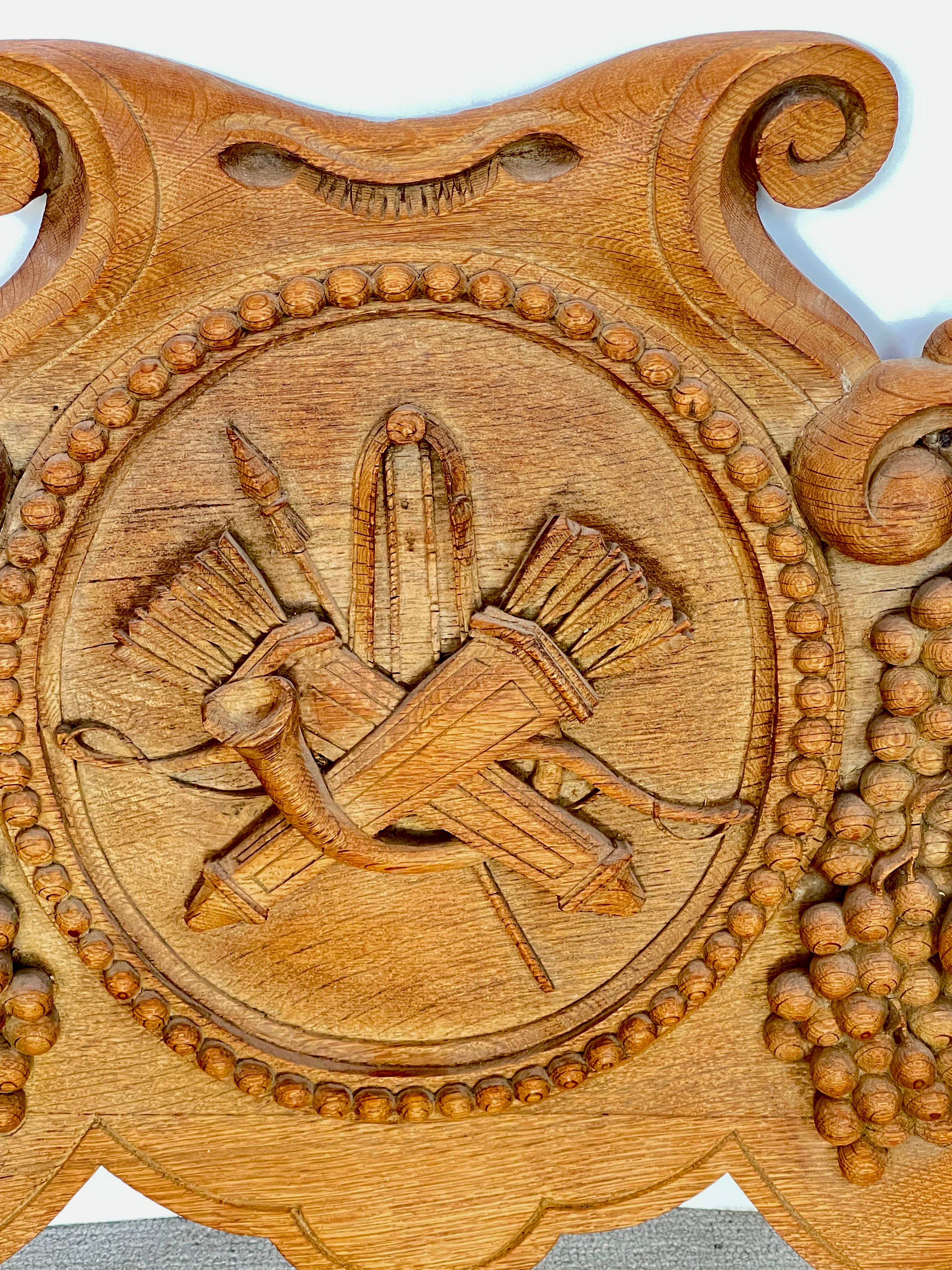 19Th.Century Rare French Solid Oak Hand Carved Over-Door Panel In Good Condition For Sale In West Palm Beach, FL
