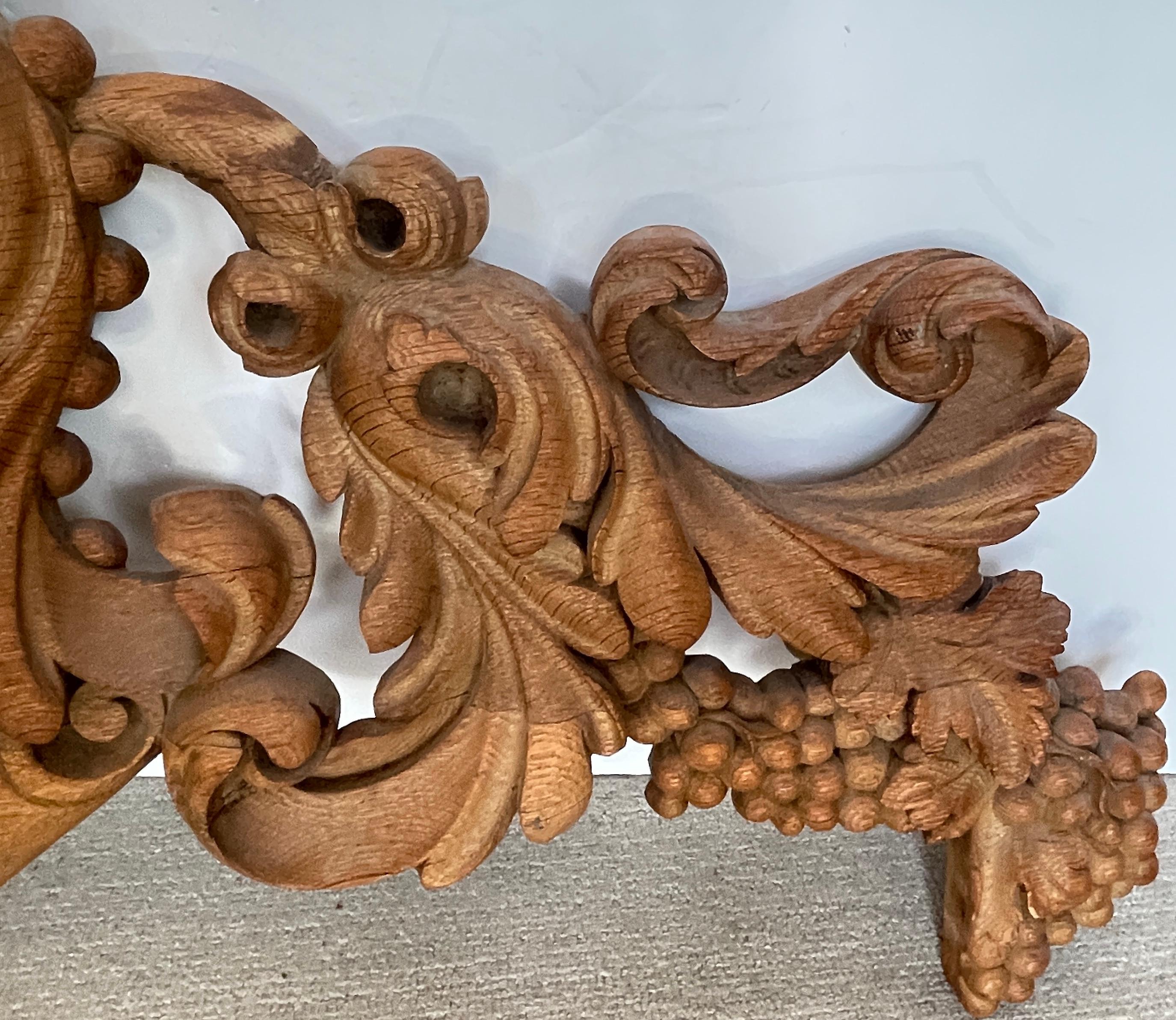 19Th.Century Rare French Solid Oak Hand Carved Over-Door Panel For Sale 1