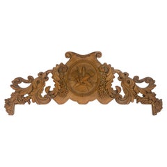 19Th.Century Rare French Solid Oak Hand Carved Over-Door Panel