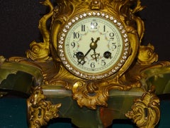 19thcenturyfrench Mantelclock Sculpture Moureau, Bronce and Marble